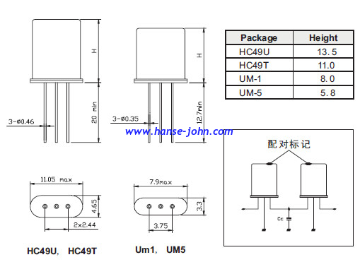 10.7Mhz crystal filter  10M12C   M. C. F. [ Monolithic Crystal Filters ]